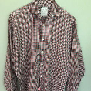 Billy Reid Red blue check shirt button down M